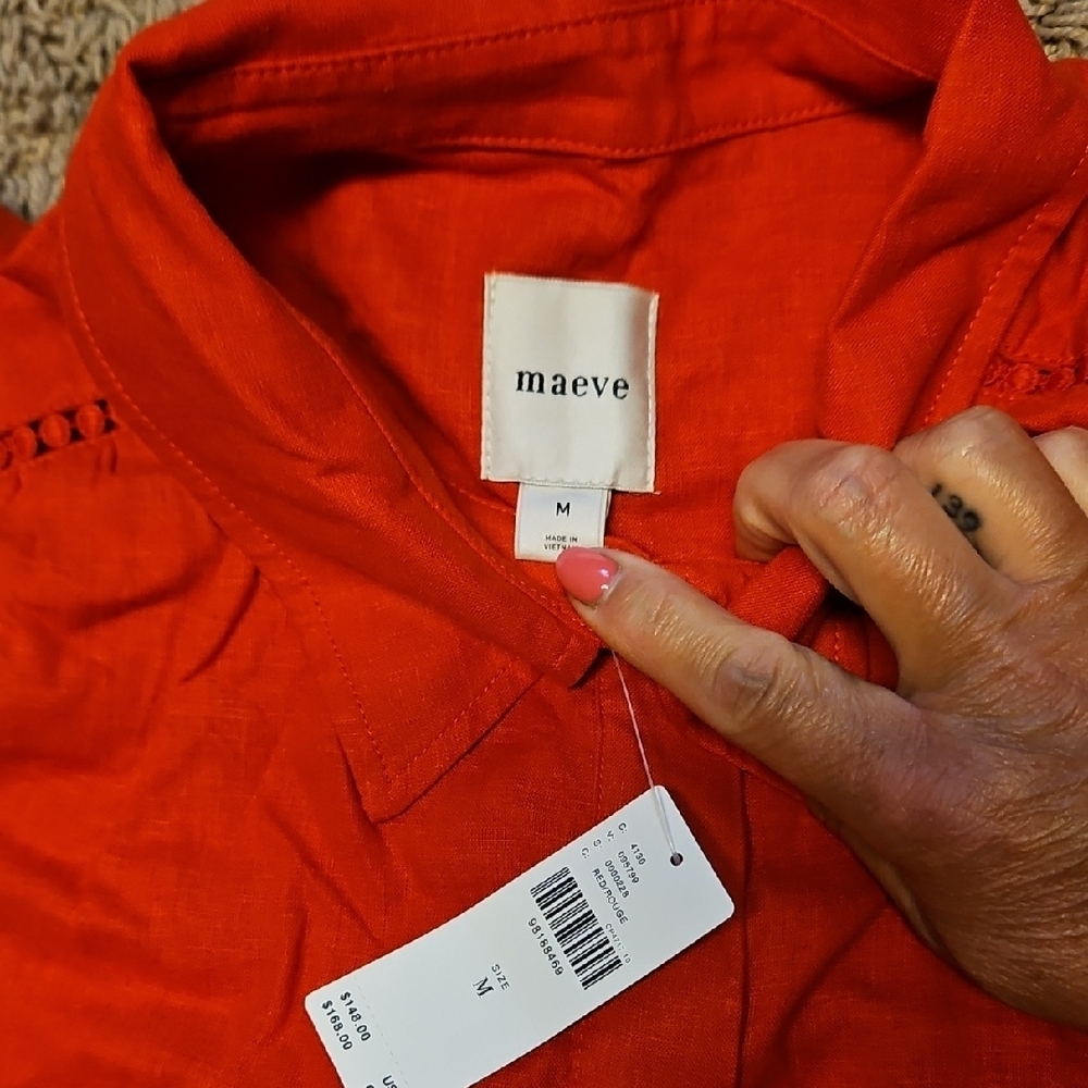 The Bettina Linen Blend Tiered Mini Shirt Dress By Maeve - Picture 5 of 12